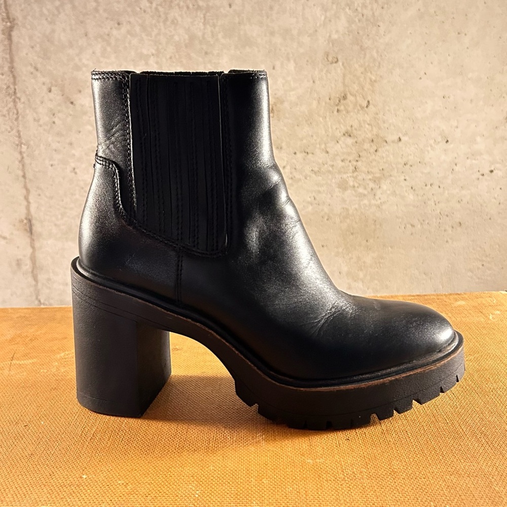Dolce Vita Black Chunky Heel Ankle Boots - Picture 6 of 14